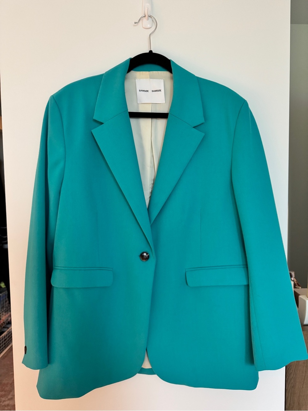 SAMSOE Single-Button Teal Oversized Blazer